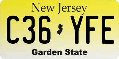 NJ license plate C36YFE