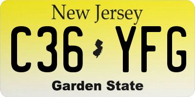 NJ license plate C36YFG