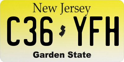 NJ license plate C36YFH