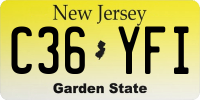 NJ license plate C36YFI