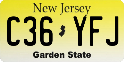 NJ license plate C36YFJ