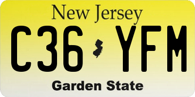 NJ license plate C36YFM