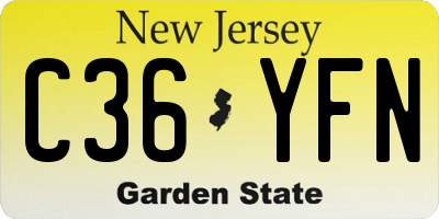 NJ license plate C36YFN