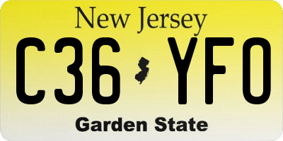 NJ license plate C36YFO