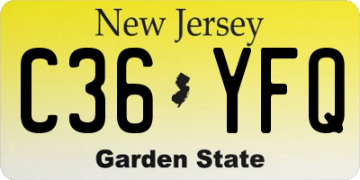 NJ license plate C36YFQ