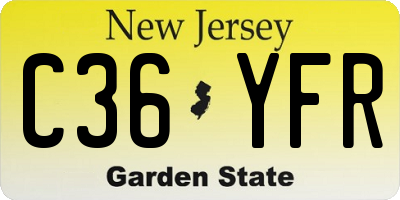 NJ license plate C36YFR