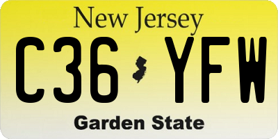 NJ license plate C36YFW