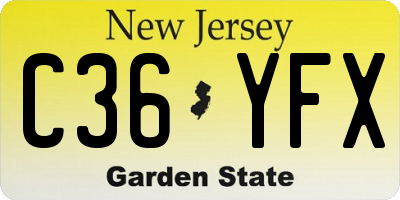NJ license plate C36YFX