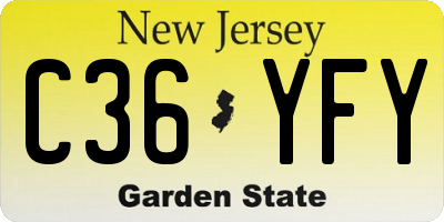 NJ license plate C36YFY