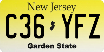 NJ license plate C36YFZ