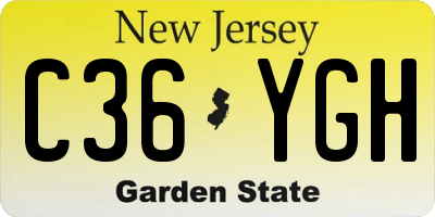 NJ license plate C36YGH