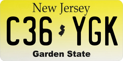 NJ license plate C36YGK