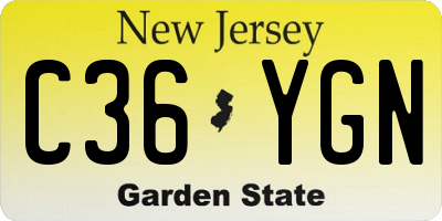 NJ license plate C36YGN