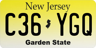 NJ license plate C36YGQ