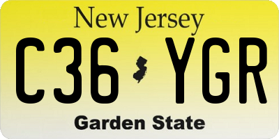NJ license plate C36YGR
