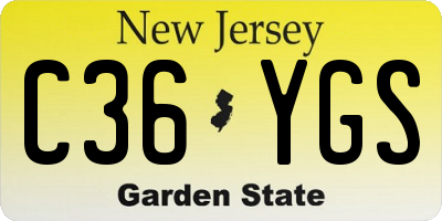 NJ license plate C36YGS