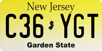 NJ license plate C36YGT
