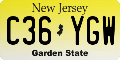 NJ license plate C36YGW