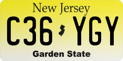 NJ license plate C36YGY