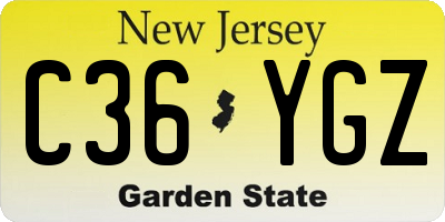 NJ license plate C36YGZ