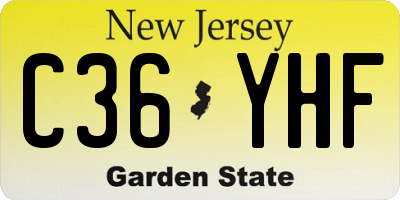 NJ license plate C36YHF