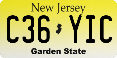 NJ license plate C36YIC