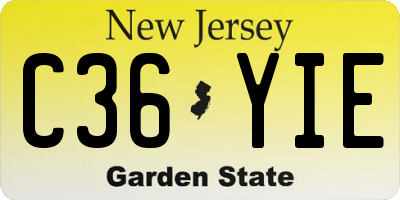 NJ license plate C36YIE