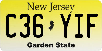 NJ license plate C36YIF