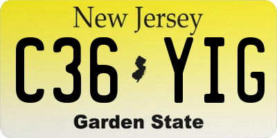 NJ license plate C36YIG