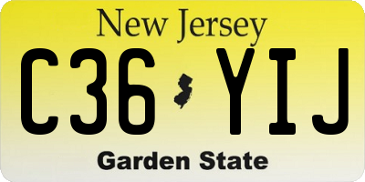 NJ license plate C36YIJ