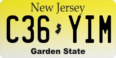NJ license plate C36YIM