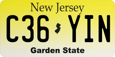 NJ license plate C36YIN