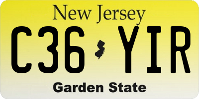 NJ license plate C36YIR