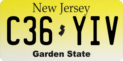 NJ license plate C36YIV