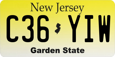 NJ license plate C36YIW