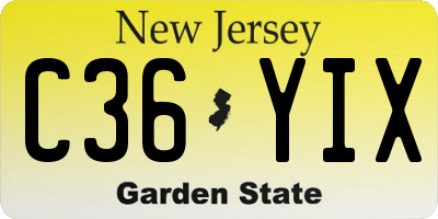 NJ license plate C36YIX
