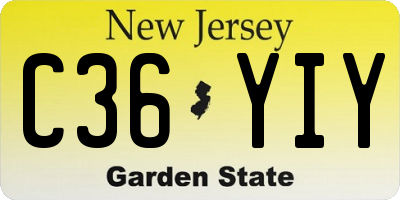 NJ license plate C36YIY