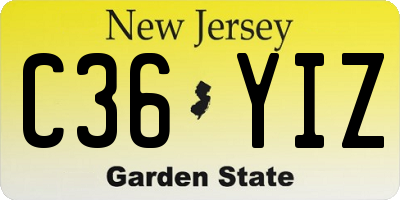 NJ license plate C36YIZ
