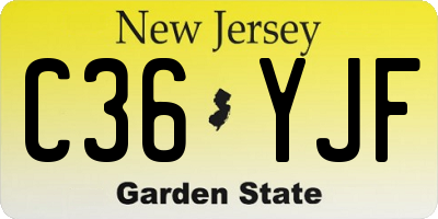 NJ license plate C36YJF