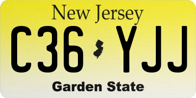 NJ license plate C36YJJ