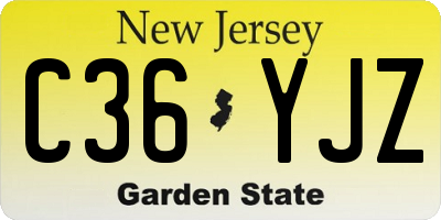 NJ license plate C36YJZ