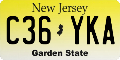 NJ license plate C36YKA