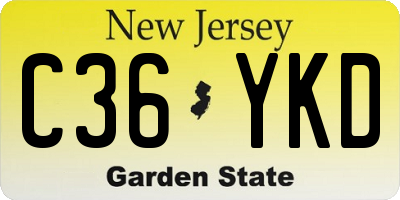 NJ license plate C36YKD