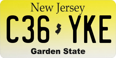 NJ license plate C36YKE