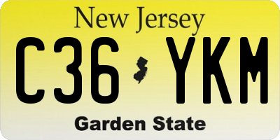 NJ license plate C36YKM