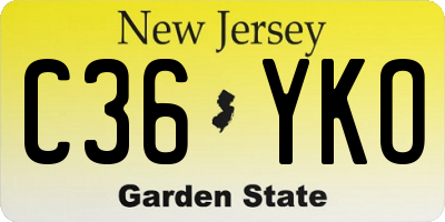 NJ license plate C36YKO