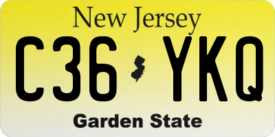 NJ license plate C36YKQ