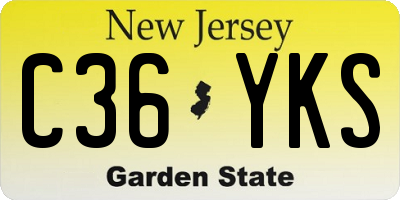 NJ license plate C36YKS