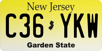 NJ license plate C36YKW