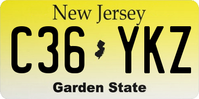 NJ license plate C36YKZ